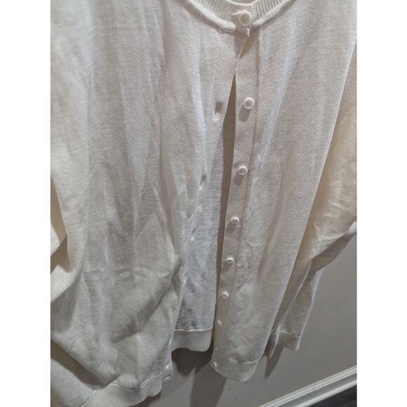 Women's Ann Taylor LOFT Cream Cardigan Size XL 100% Cotton button up Shirt Top - Picture 3 of 9